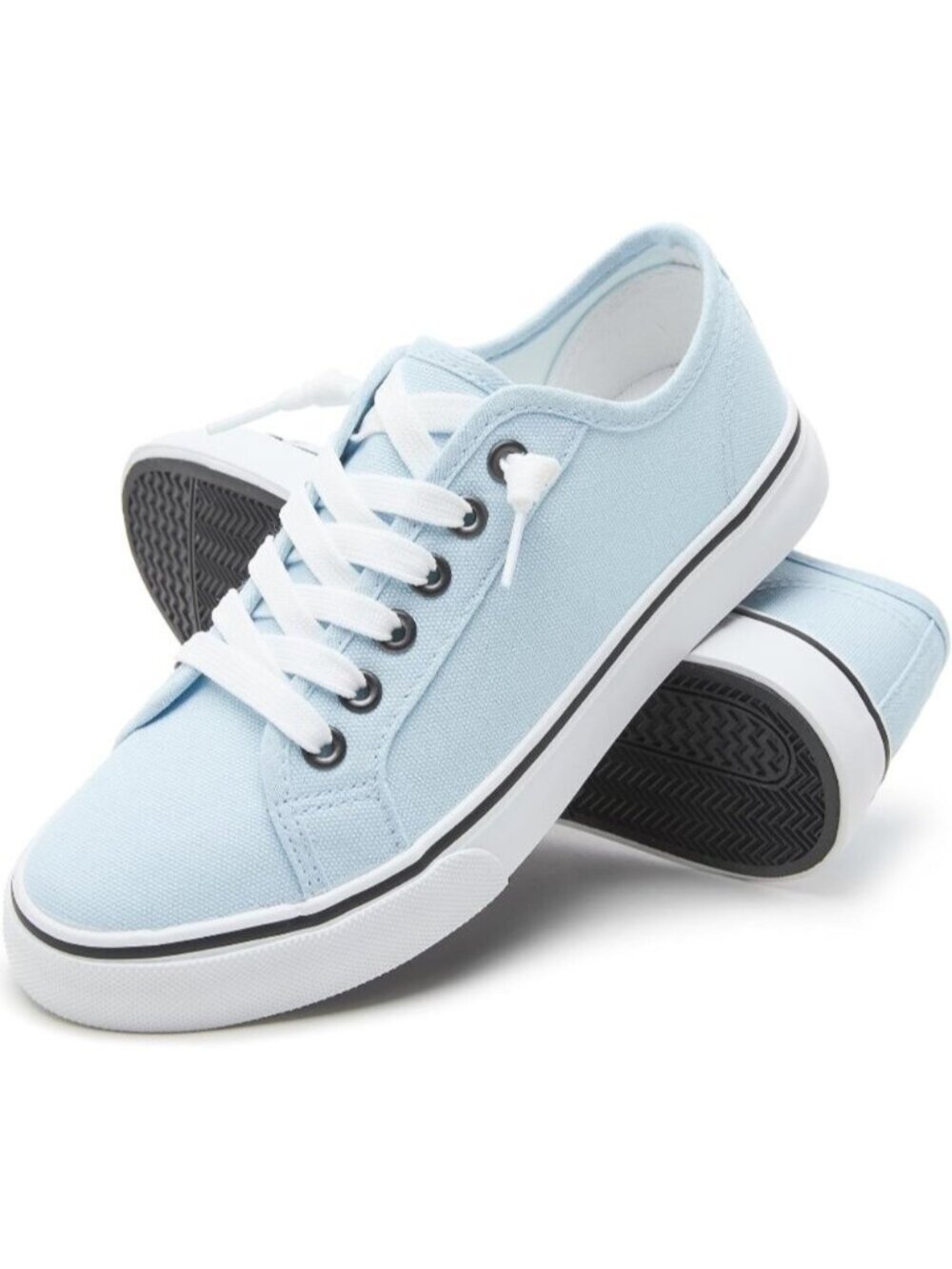 🆕Women's Blue Slip On Non Slip Casual Lace Up Canvas Low Top Fashion Sneakers